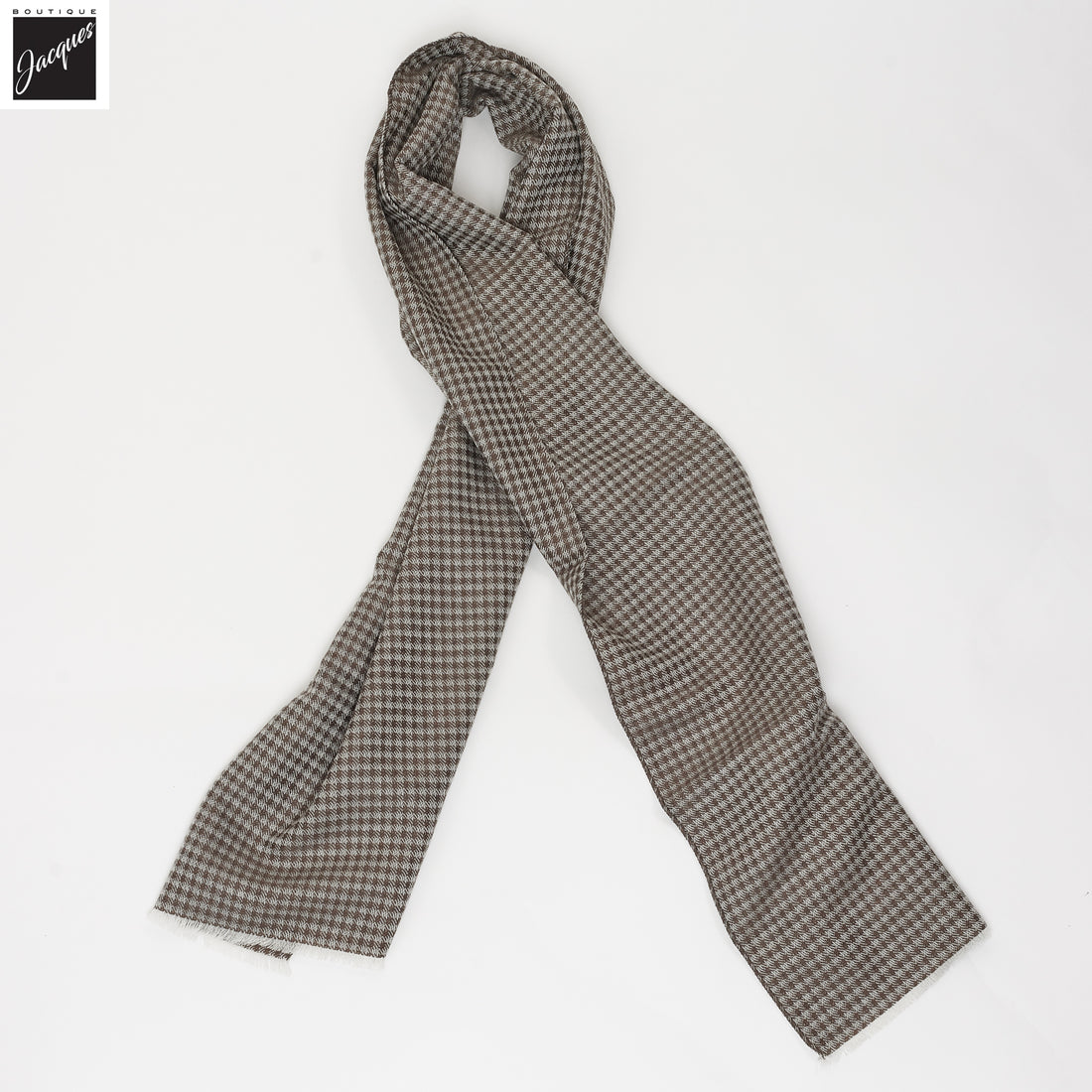 Brown Patterned Wool Scarf - Paolo Albizzati