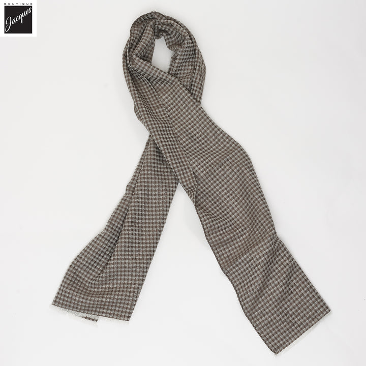 Brown Patterned Wool Scarf - Paolo Albizzati