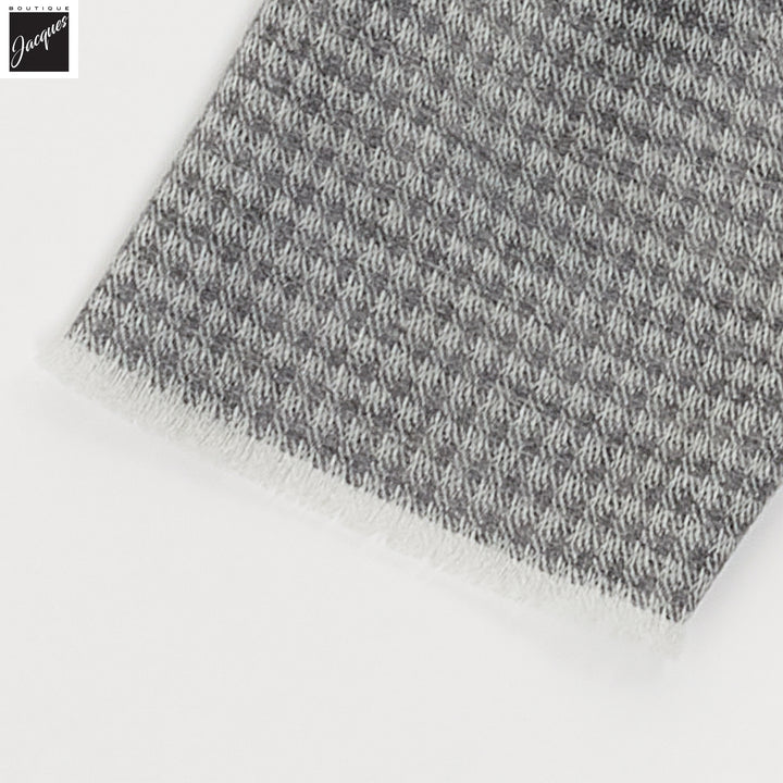 Gray Patterned Wool Scarf - Paolo Albizzati