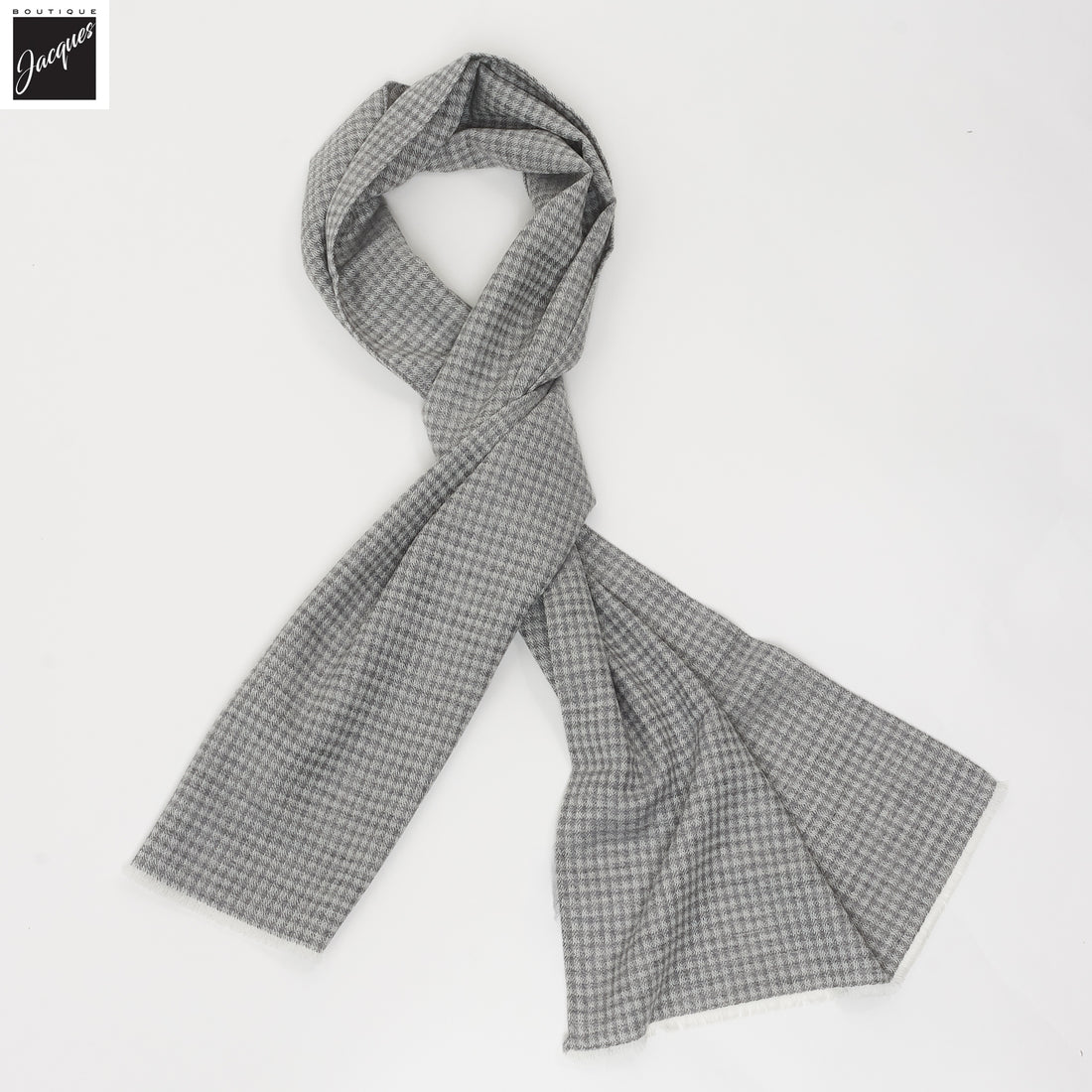 Gray Patterned Wool Scarf - Paolo Albizzati