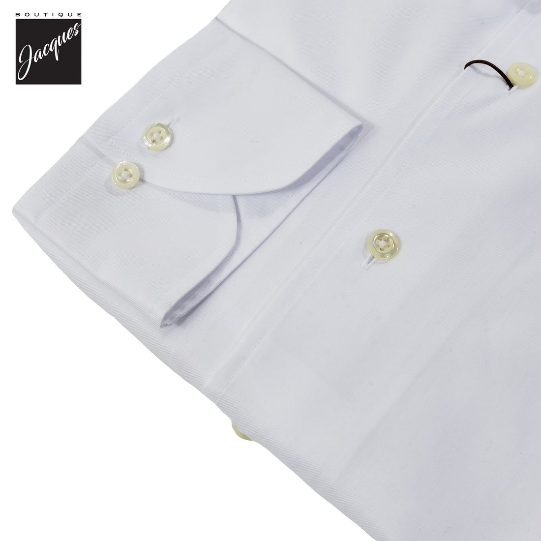 White One-Piece Collar Cotton Twill Slimline Casual Shirt - Stenströms