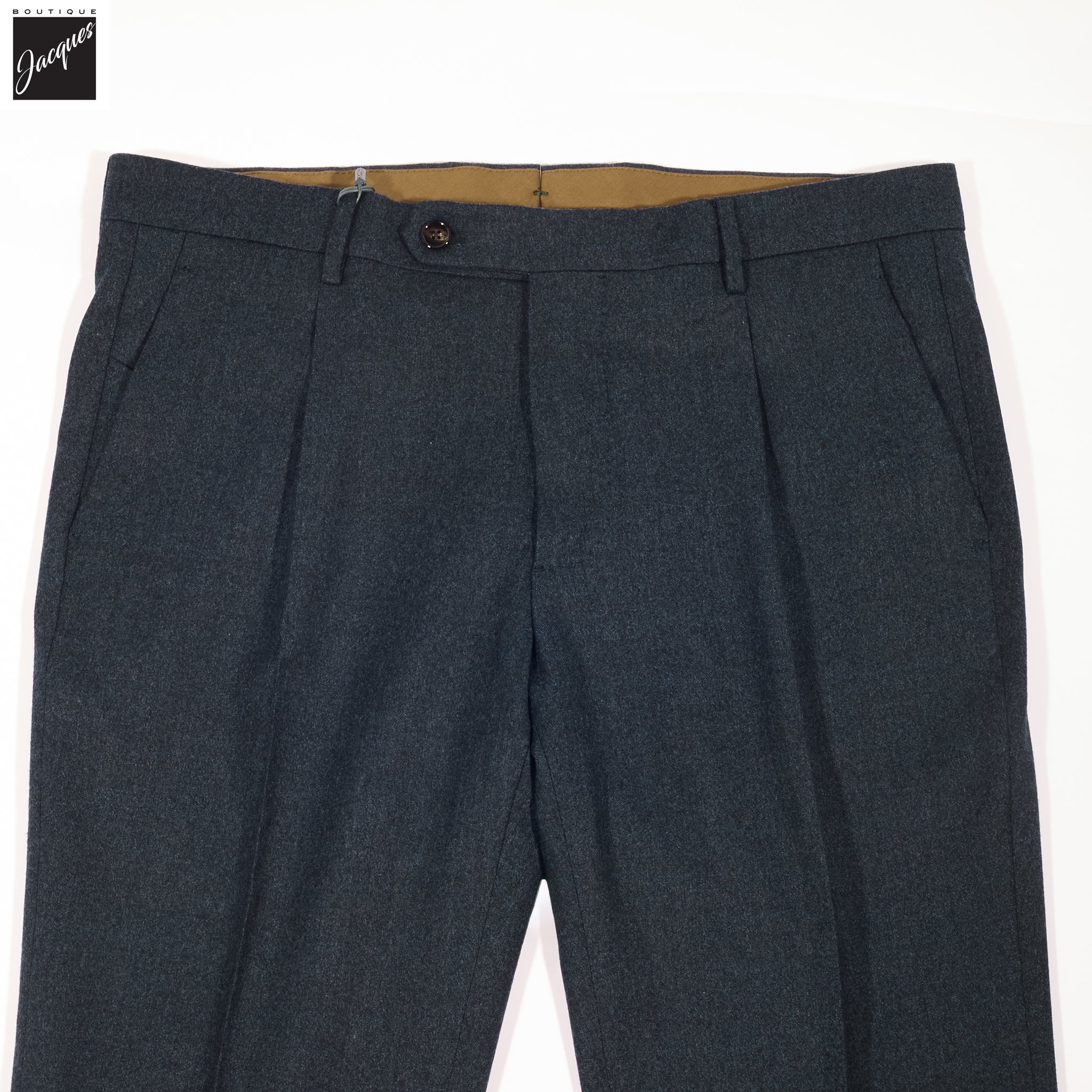 Navy Mélange Wool Flannel Morello Trouser - Berwich