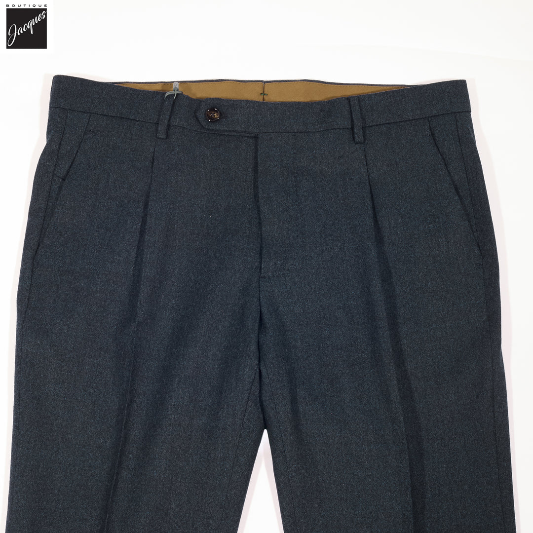 Navy Mélange Wool Flannel Morello Trouser - Berwich
