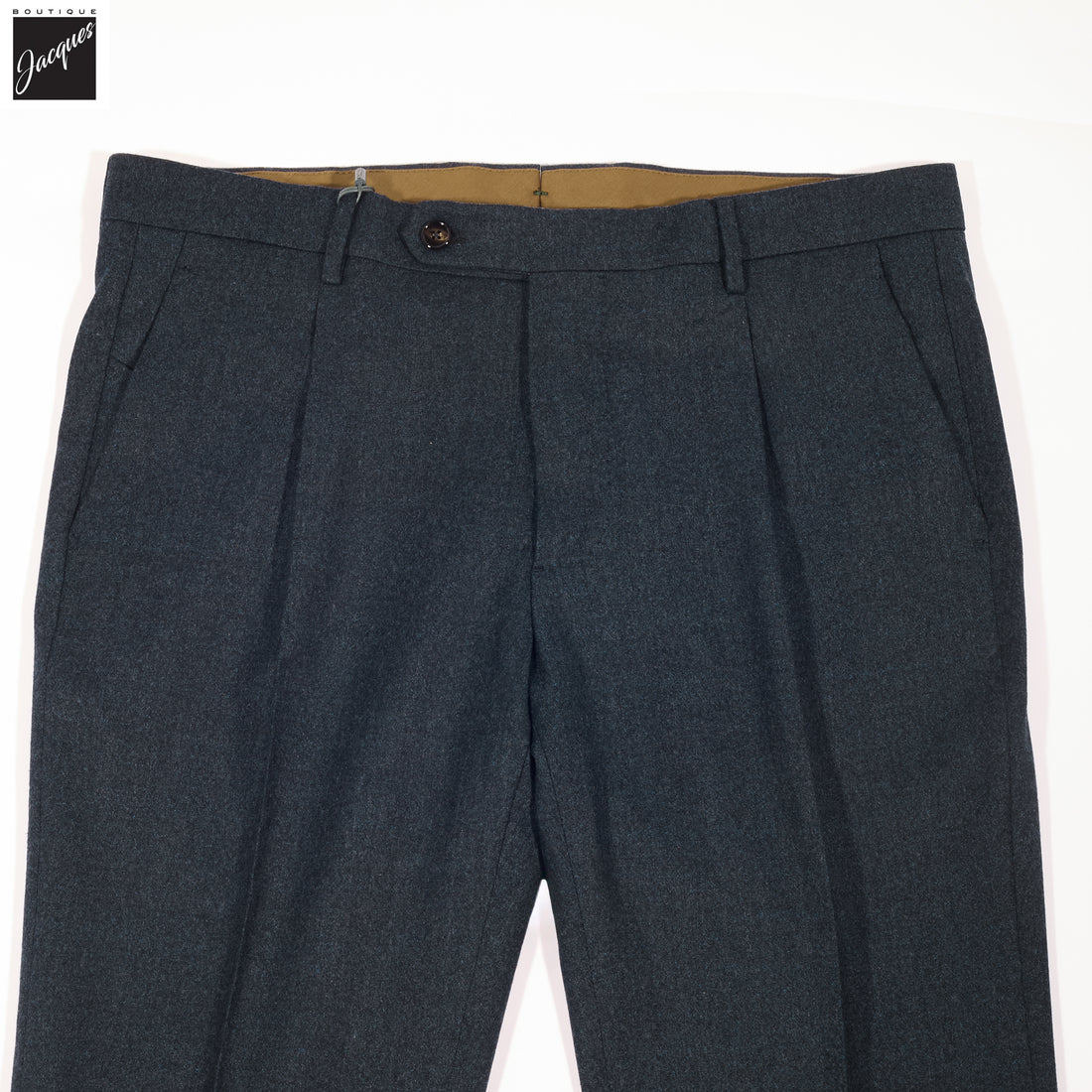 Navy Mélange Wool Flannel Morello Trouser - Berwich
