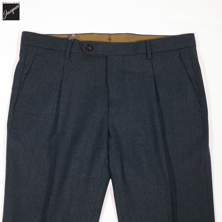 Navy Mélange Wool Flannel Morello Trouser - Berwich