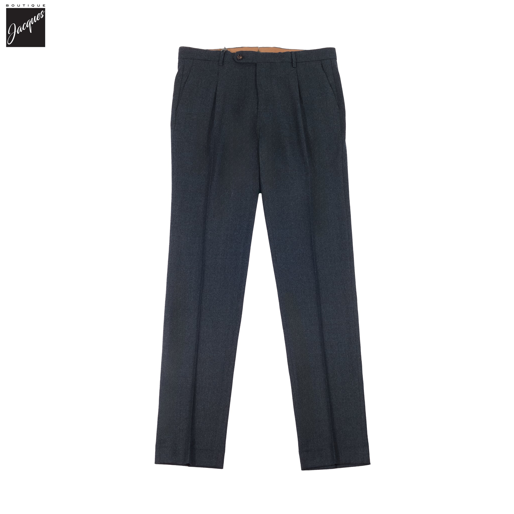 Navy Mélange Wool Flannel Morello Trouser - Berwich