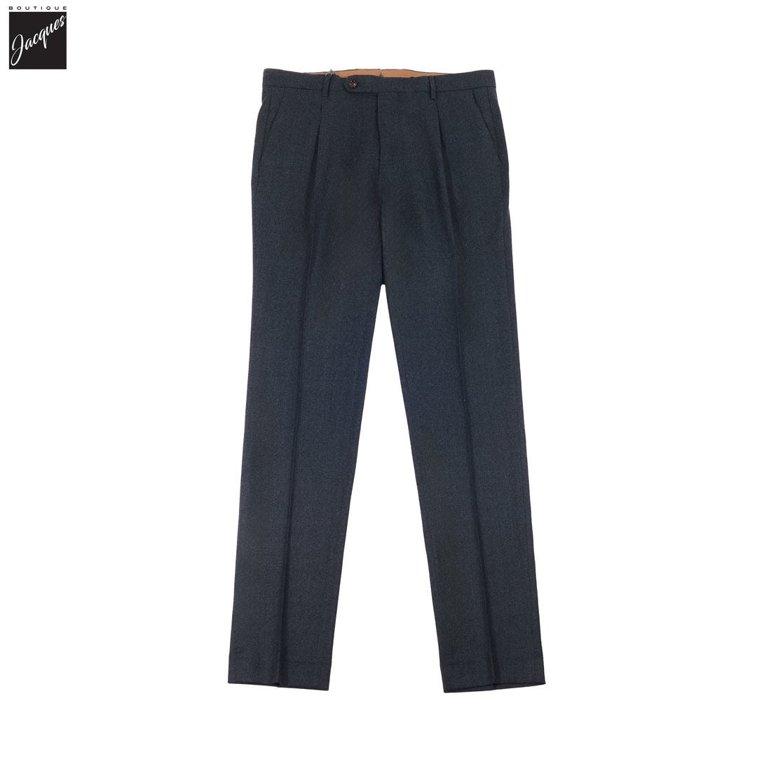 Navy Mélange Wool Flannel Morello Trouser - Berwich