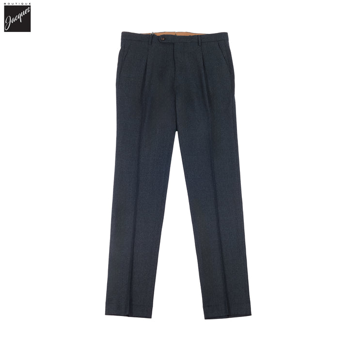 Navy Mélange Wool Flannel Morello Trouser - Berwich