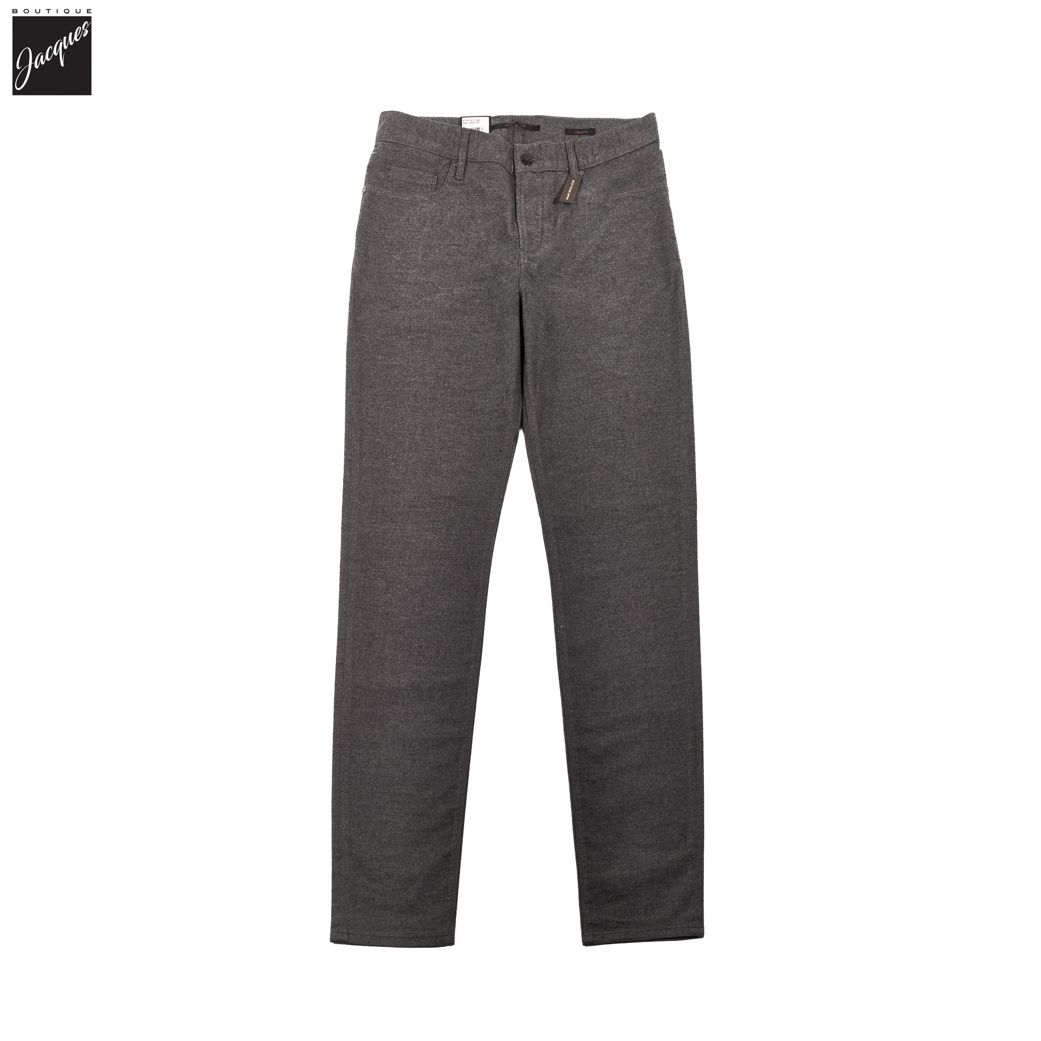 Charcoal Mélange Wool-Look Cotton Stretch Pipe Five Pocket Pants - ALBERTO - Boutique Jacques International