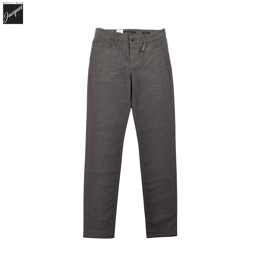 Charcoal Mélange Wool-Look Cotton Stretch Pipe Five Pocket Pants - ALBERTO - Boutique Jacques International