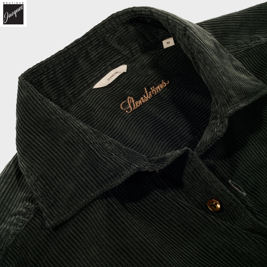 Moss Green Corduroy Slimline Overshirt - Stenströms