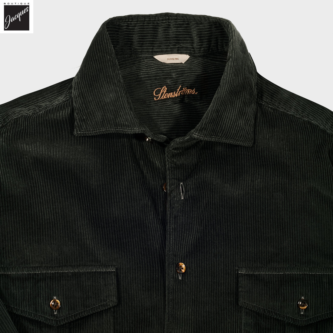 Moss Green Corduroy Slimline Overshirt - Stenströms