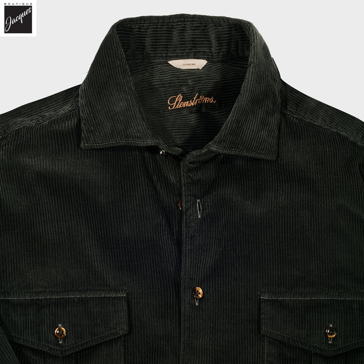 Moss Green Corduroy Slimline Overshirt - Stenströms