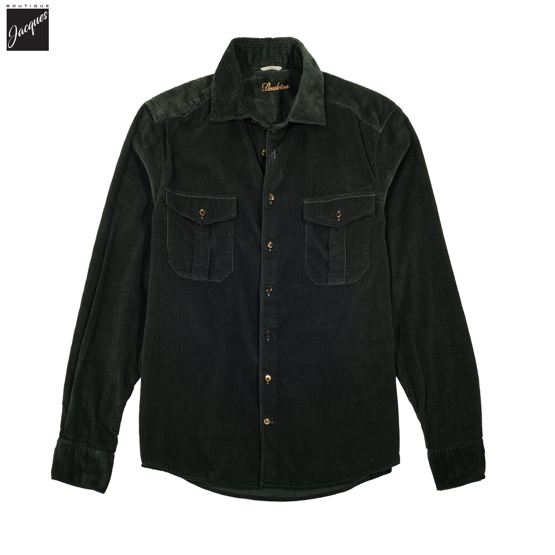 Moss Green Corduroy Slimline Overshirt - Stenströms