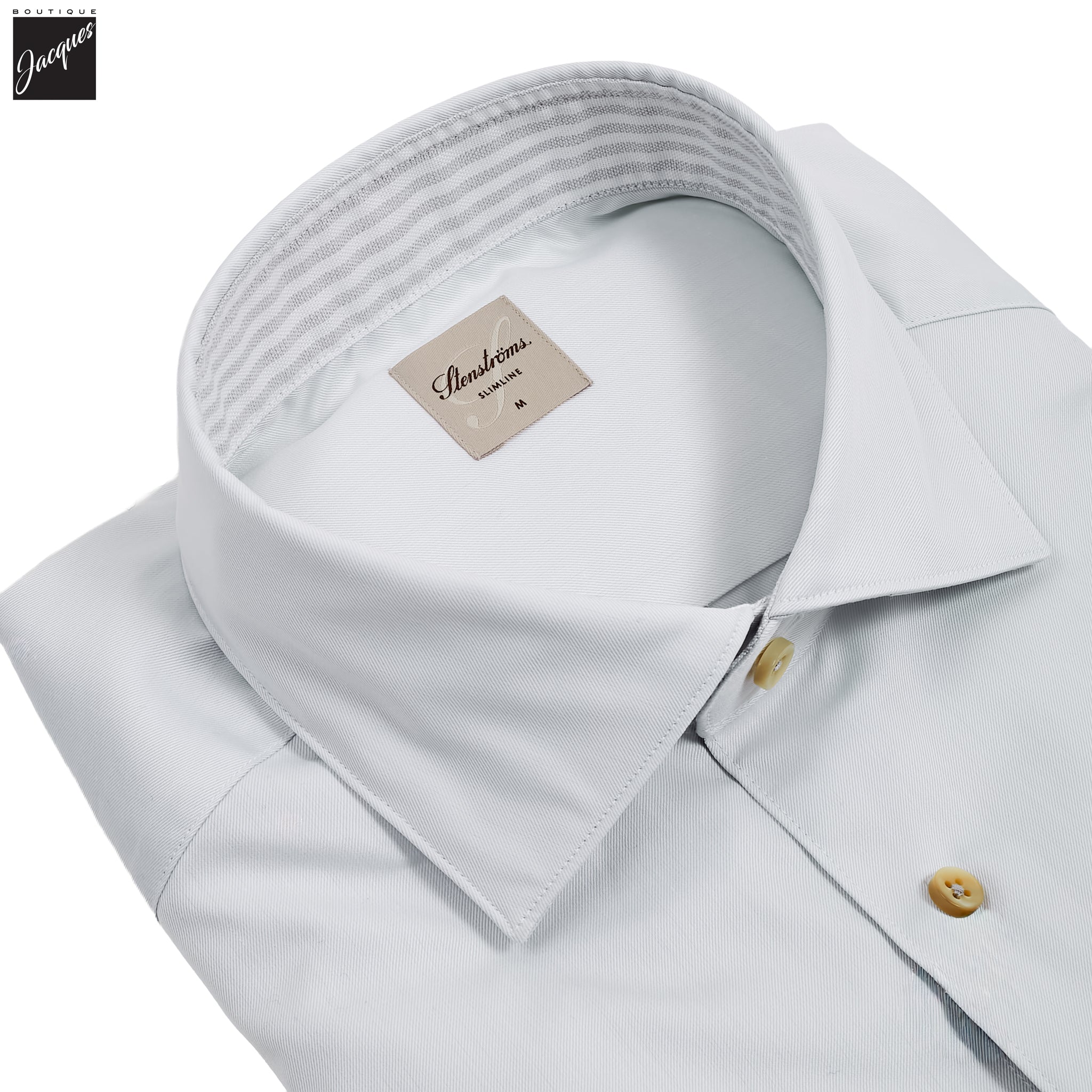 Gray w/ Contrast Trim Solid Slimline Shirt - Stenströms