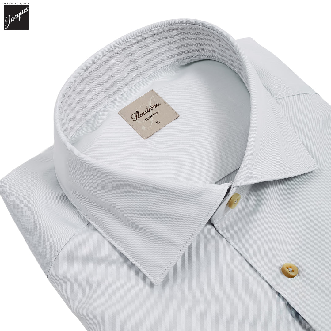 Gray w/ Contrast Trim Solid Slimline Shirt - Stenströms