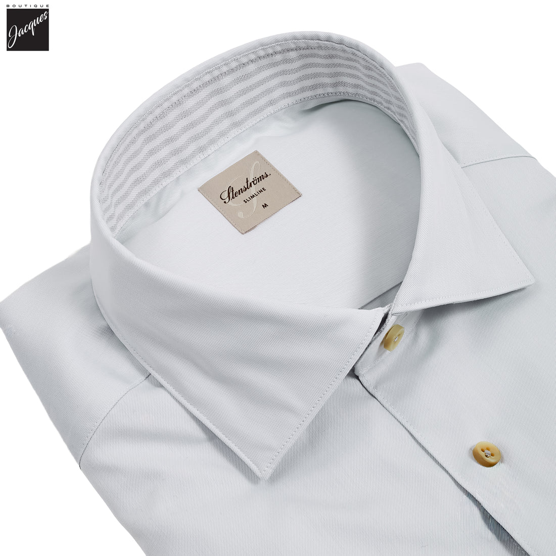 Gray w/ Contrast Trim Solid Slimline Shirt - Stenströms