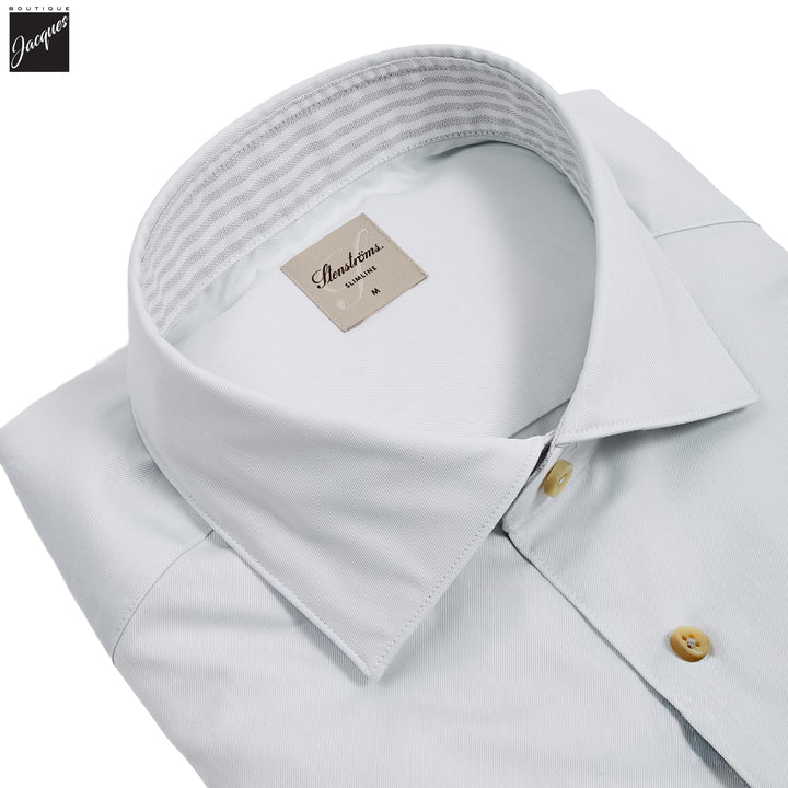 Gray w/ Contrast Trim Solid Slimline Shirt - Stenströms