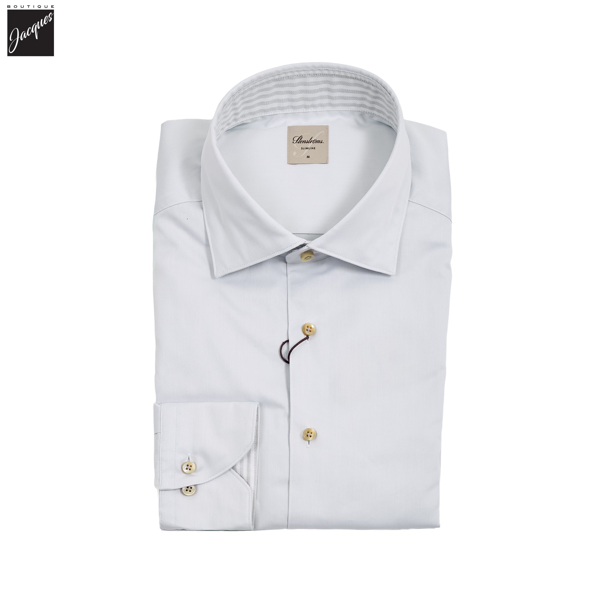 Gray w/ Contrast Trim Solid Slimline Shirt - Stenströms