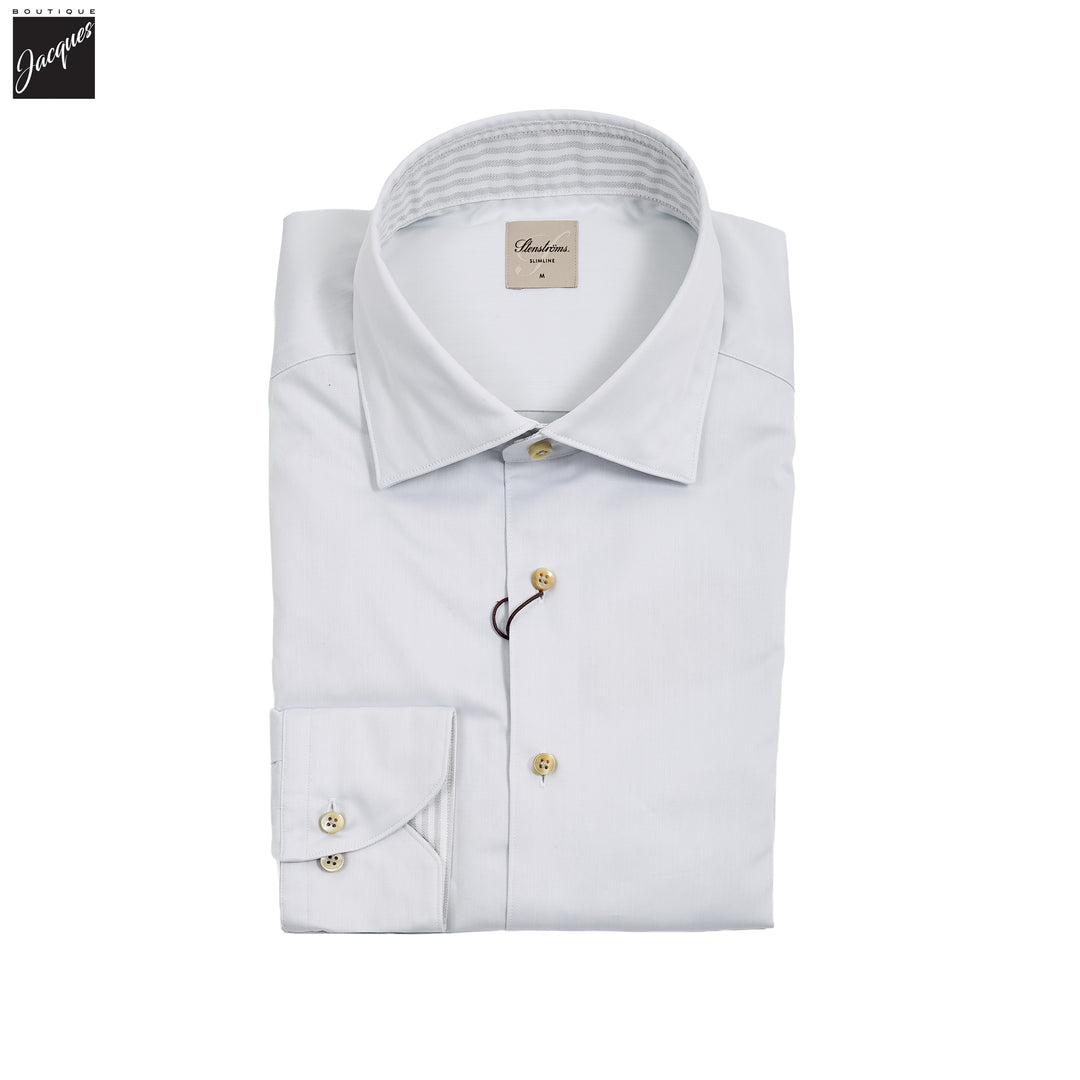Gray w/ Contrast Trim Solid Slimline Shirt - Stenströms