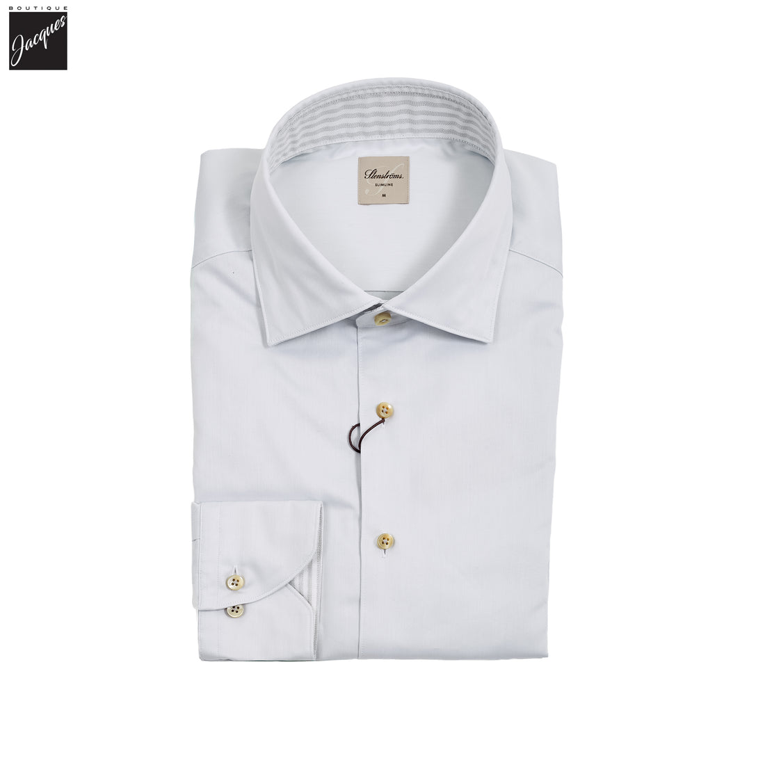 Gray w/ Contrast Trim Solid Slimline Shirt - Stenströms