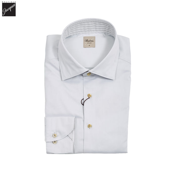 Gray w/ Contrast Trim Solid Slimline Shirt - Stenströms