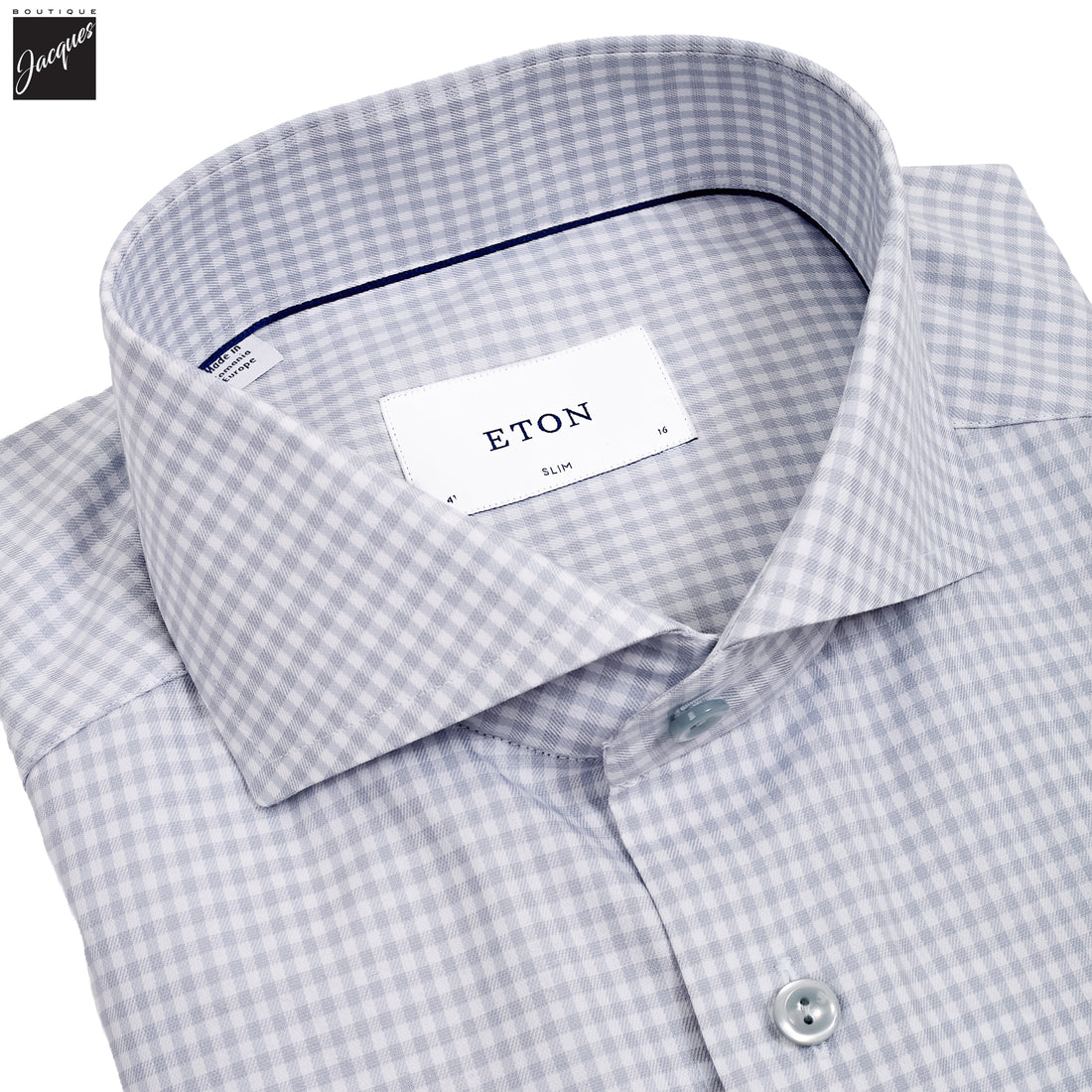 Gray Check Cotton-Tencel Lyocell Slim Fit Shirt - ETON