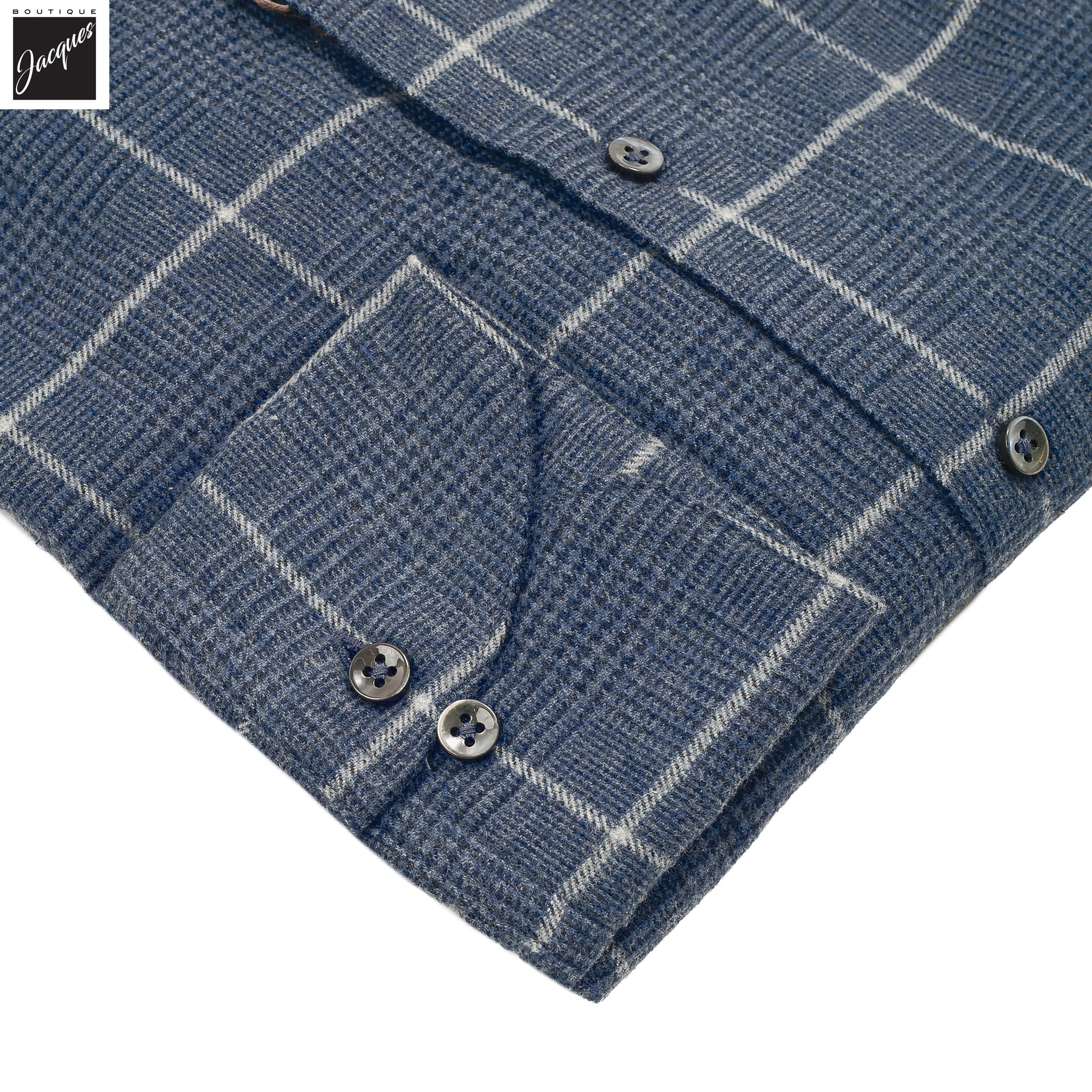 Blue Check Cotton Flannel Regular Fit Shirt - Stenströms