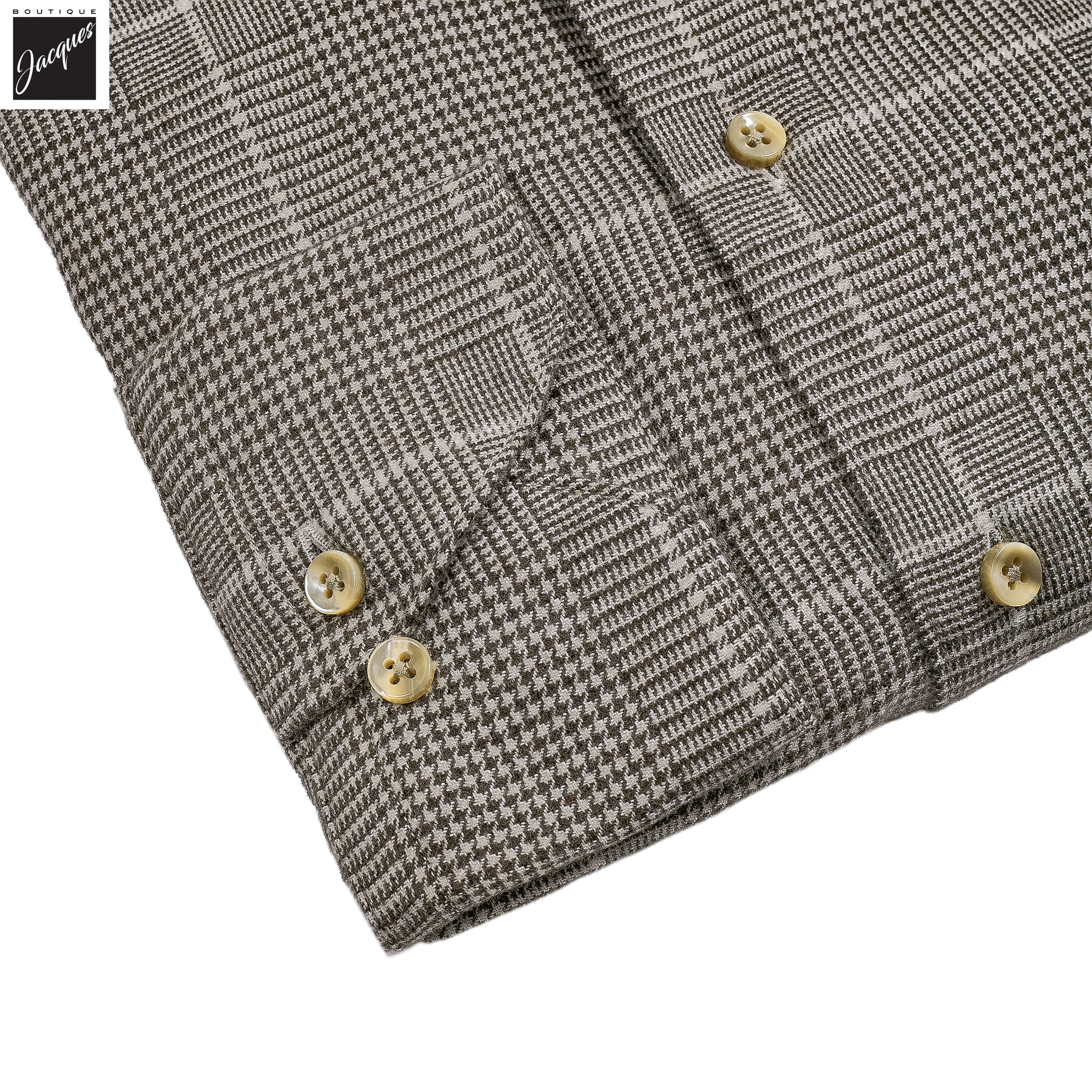Brown Prince-of-Wales Cotton Flannel Slimline Shirt - Stenströms