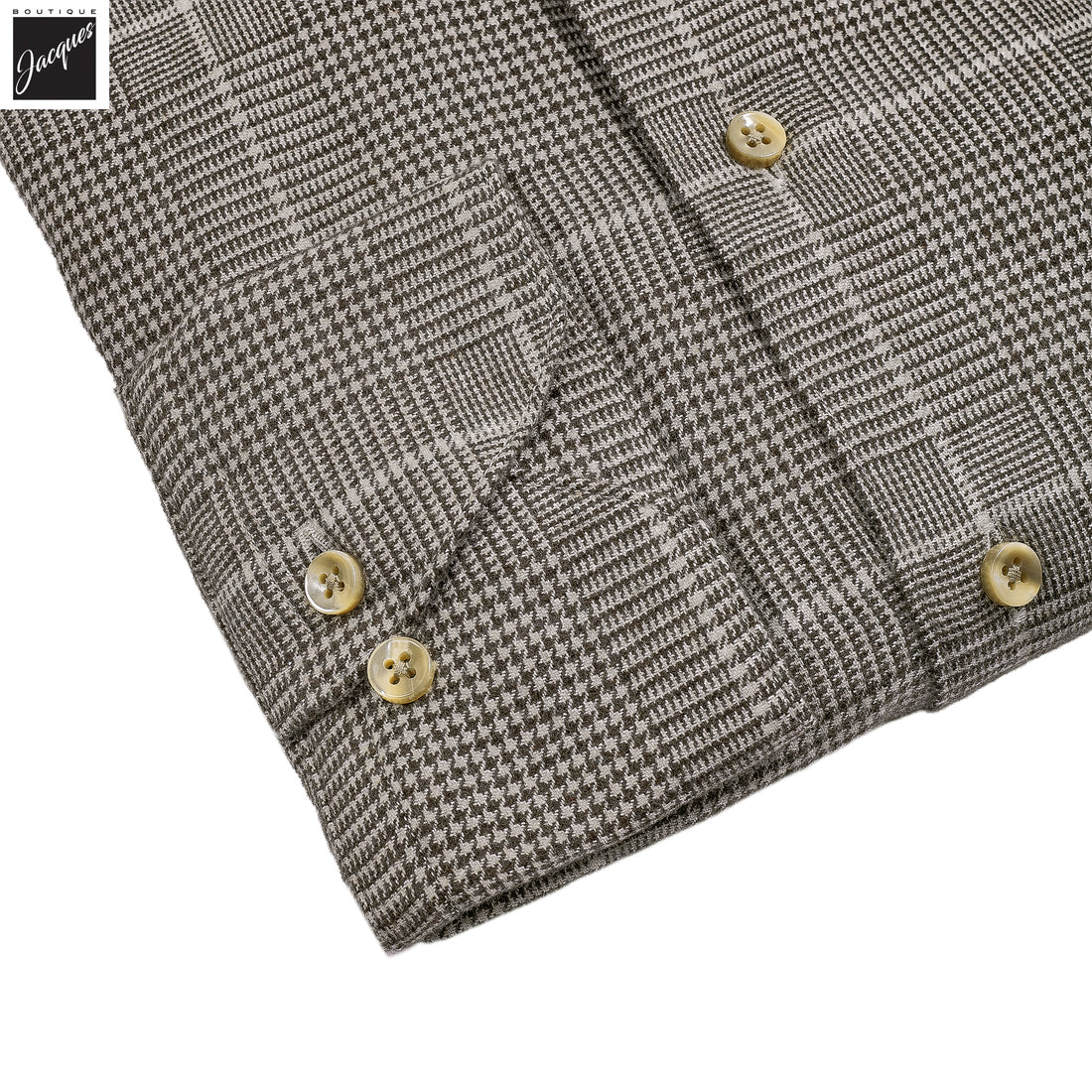Brown Prince-of-Wales Cotton Flannel Slimline Shirt - Stenströms