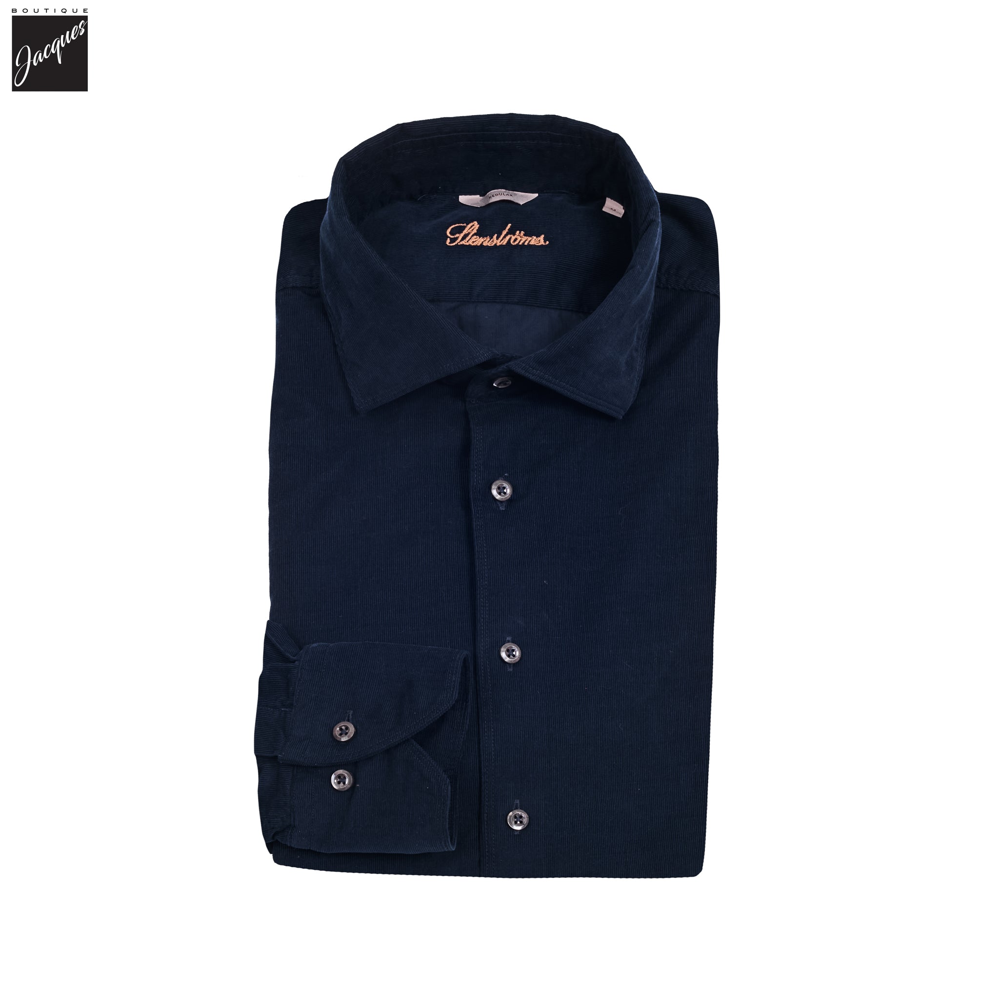Navy Corduroy Regular Fit Casual Shirt - Stenströms