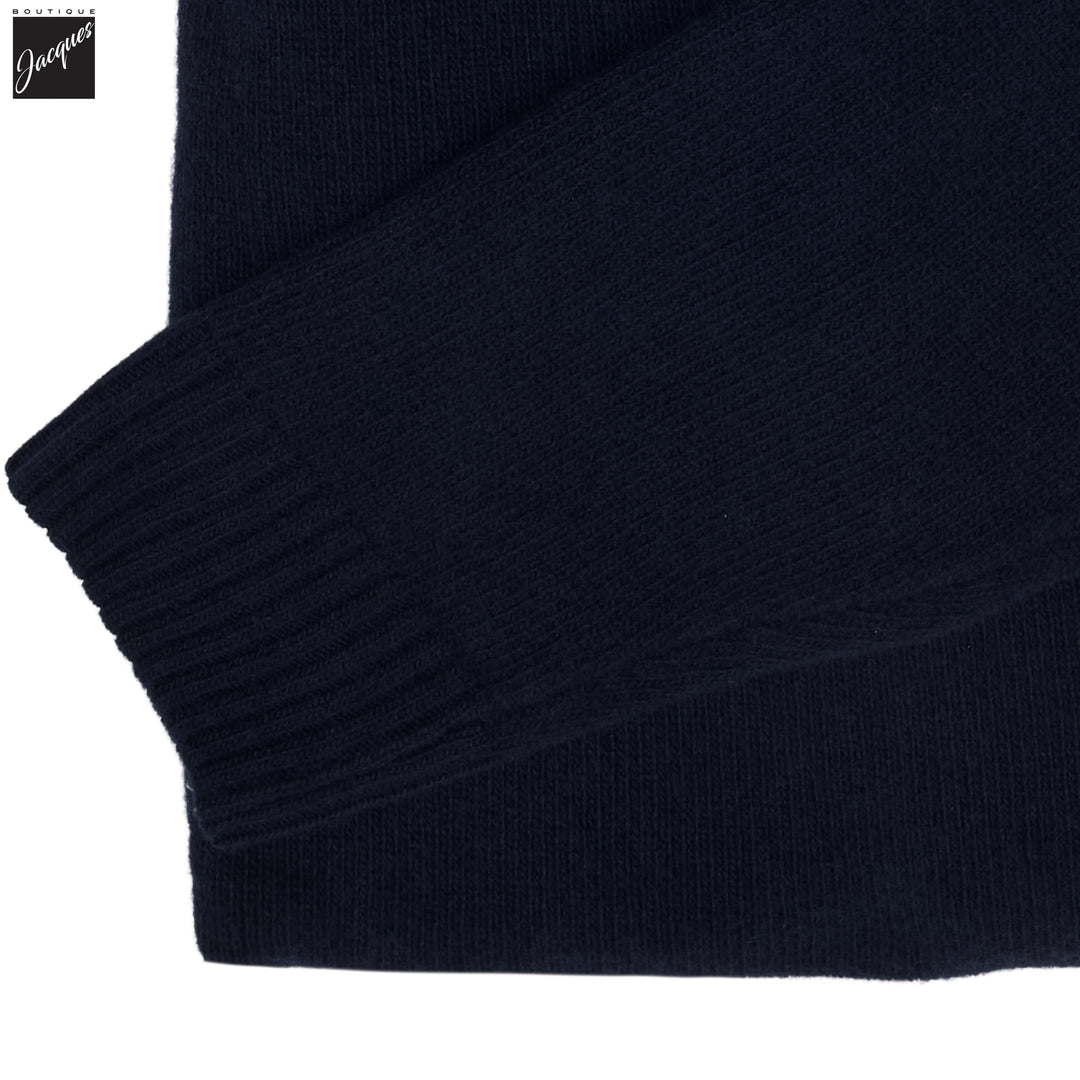 Navy Chunky Merino Wool Roll-Neck Sweater - Stenströms