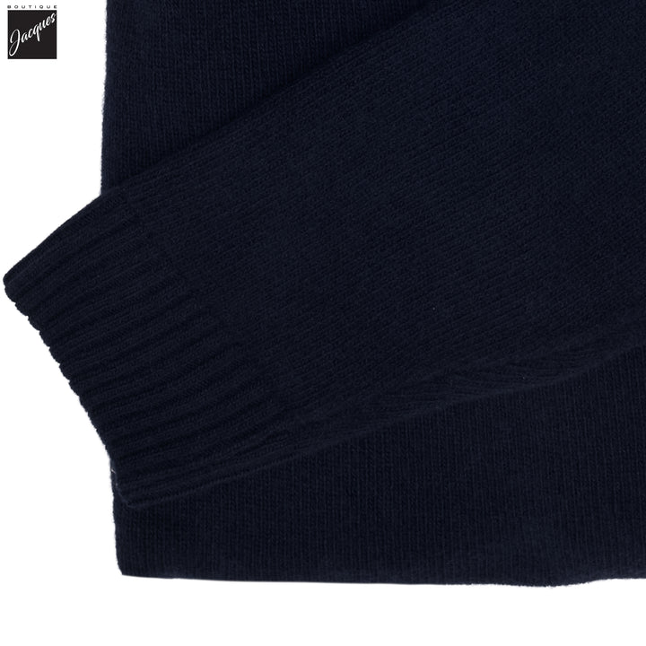 Navy Chunky Merino Wool Roll-Neck Sweater - Stenströms