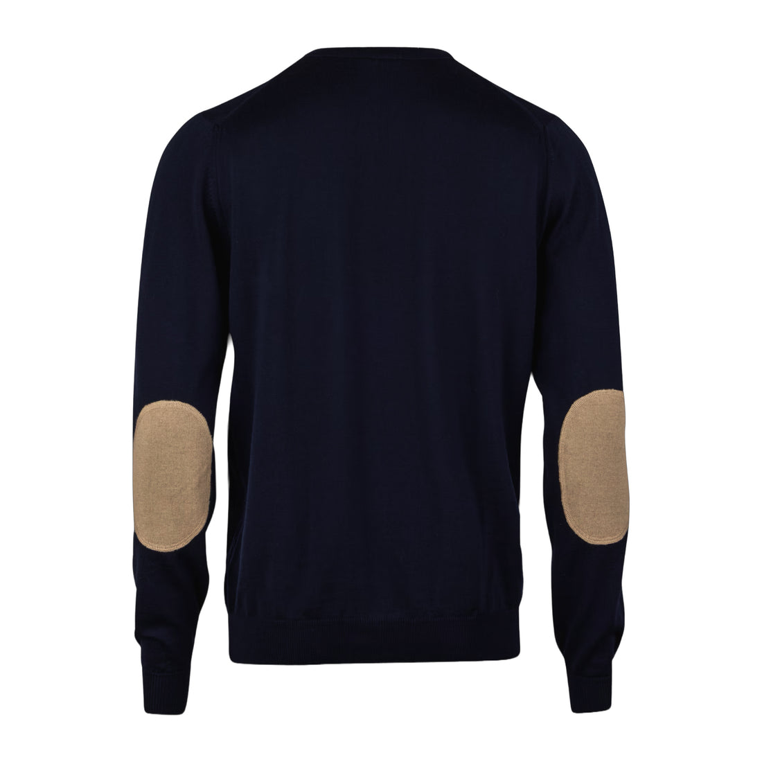 Navy Merino Wool Crew Neck Sweater w/ Patch - Stenströms