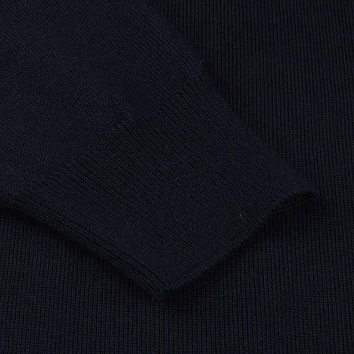 Navy Merino Wool Crew Neck Sweater w/ Patch - Stenströms - Boutique Jacques International