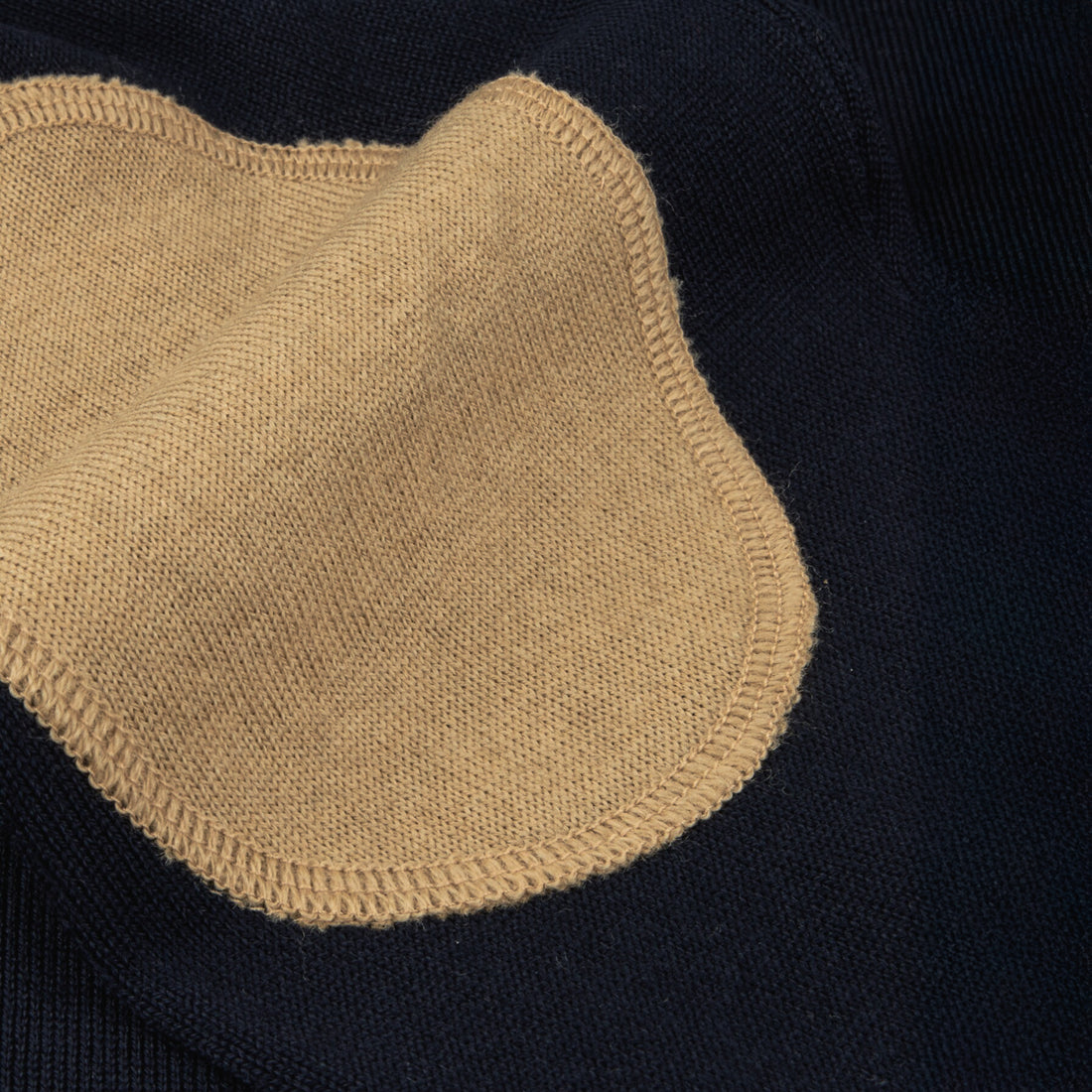Navy Merino Wool Crew Neck Sweater w/ Patch - Stenströms