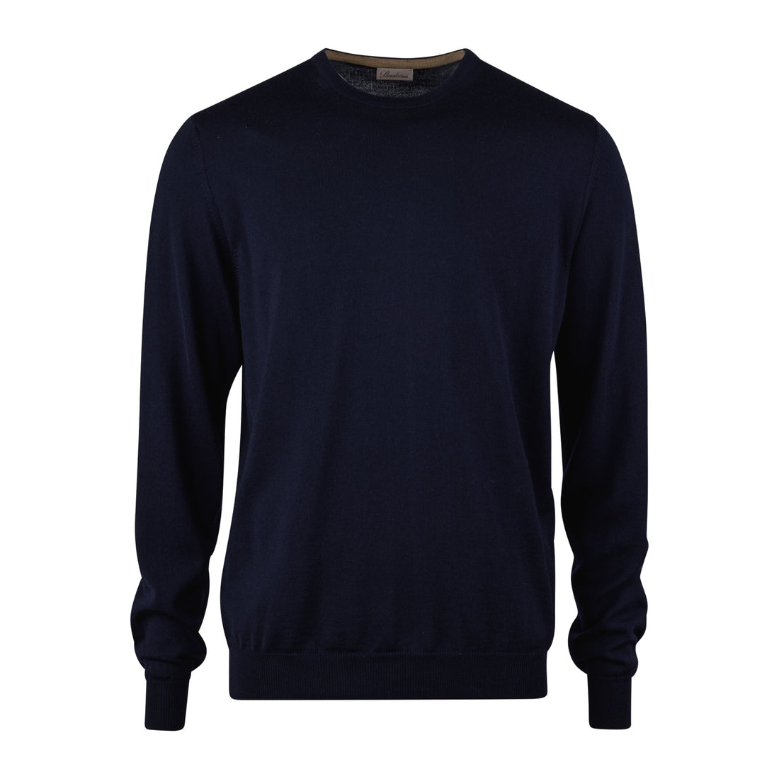 Navy Merino Wool Crew Neck Sweater w/ Patch - Stenströms