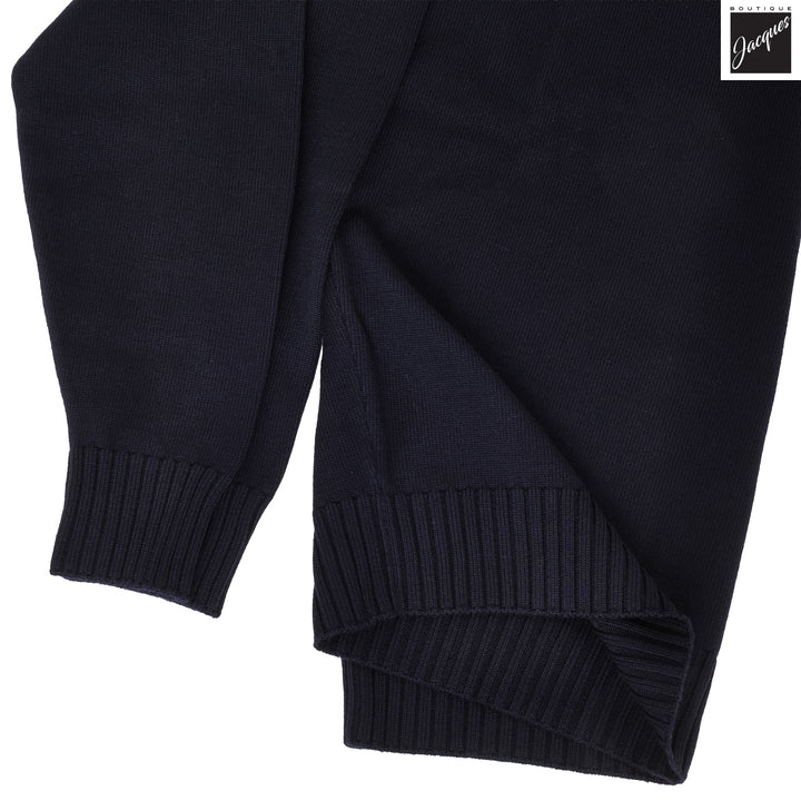Navy Extrafine Wool Crewneck Sweater - FILIPPO DE LAURENTIIS