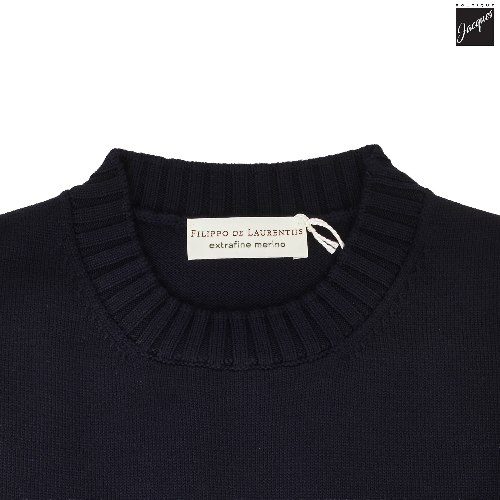 Navy Extrafine Wool Crewneck Sweater - FILIPPO DE LAURENTIIS