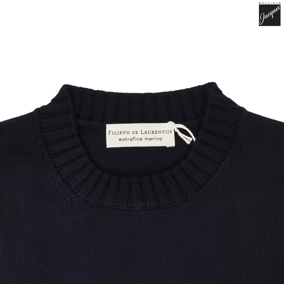Navy Extrafine Wool Crewneck Sweater - FILIPPO DE LAURENTIIS