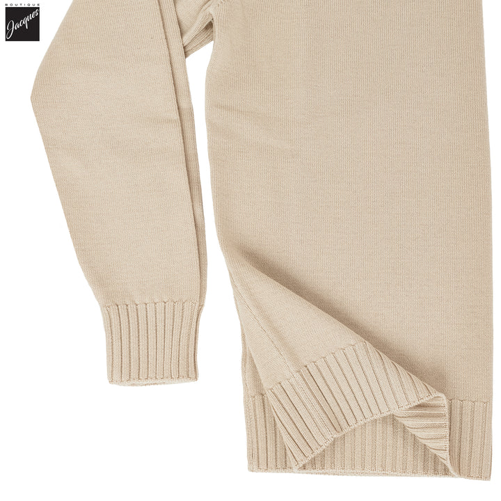 Natural Beige Extrafine Wool Crewneck Sweater - FILIPPO DE LAURENTIIS