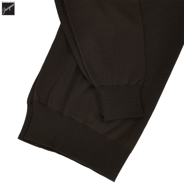 Chocolate Brown Royal Merino Wool Polo One Piece Collar Shirt - FILIPPO DE LAURENTIIS