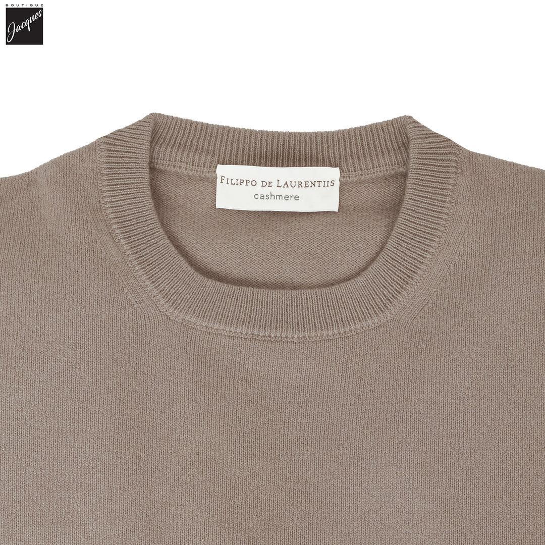 Hazelnut Cariaggi Cashmere Crewneck Sweater - FILIPPO DE LAURENTIIS