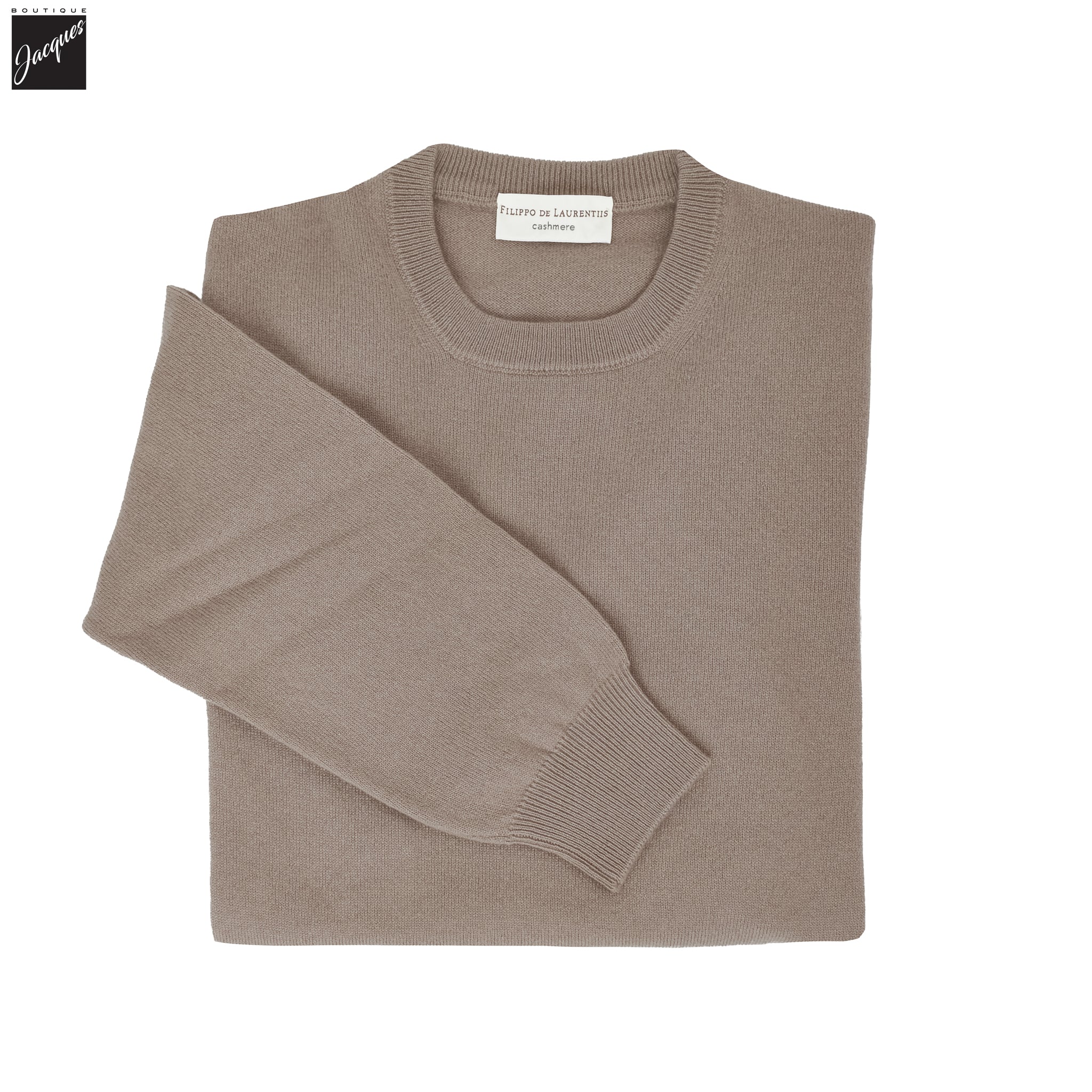 Hazelnut Cariaggi Cashmere Crewneck Sweater - FILIPPO DE LAURENTIIS