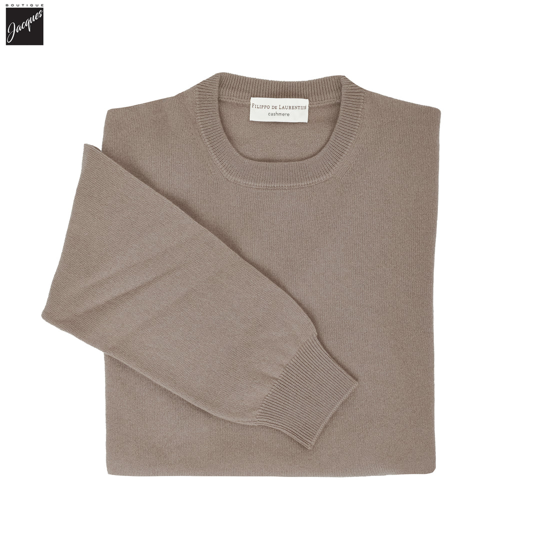 Hazelnut Cariaggi Cashmere Crewneck Sweater - FILIPPO DE LAURENTIIS