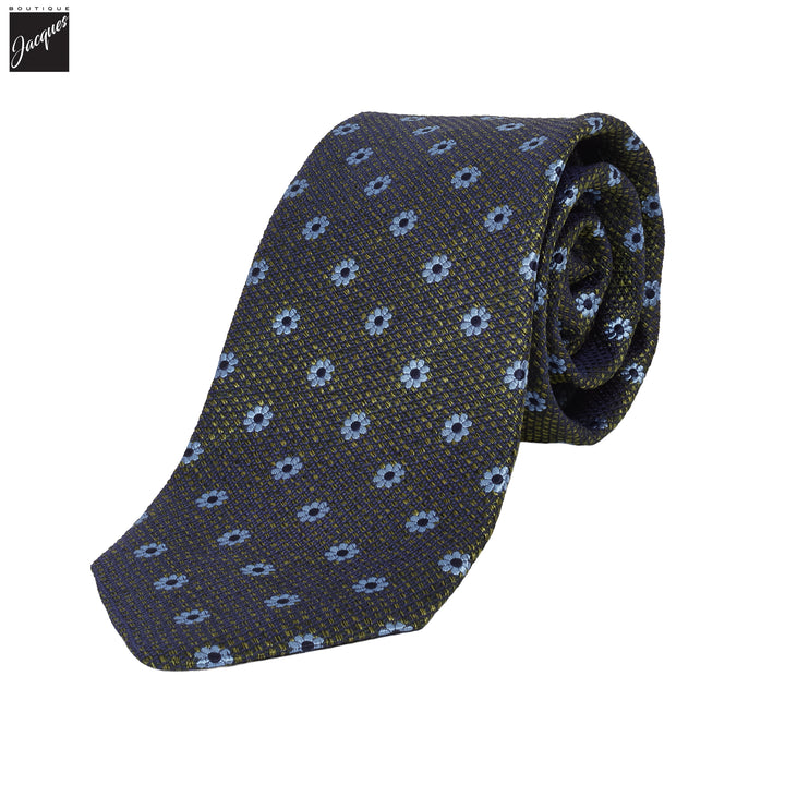 Chartreuse Green Floral Woven Silk Tie - DION