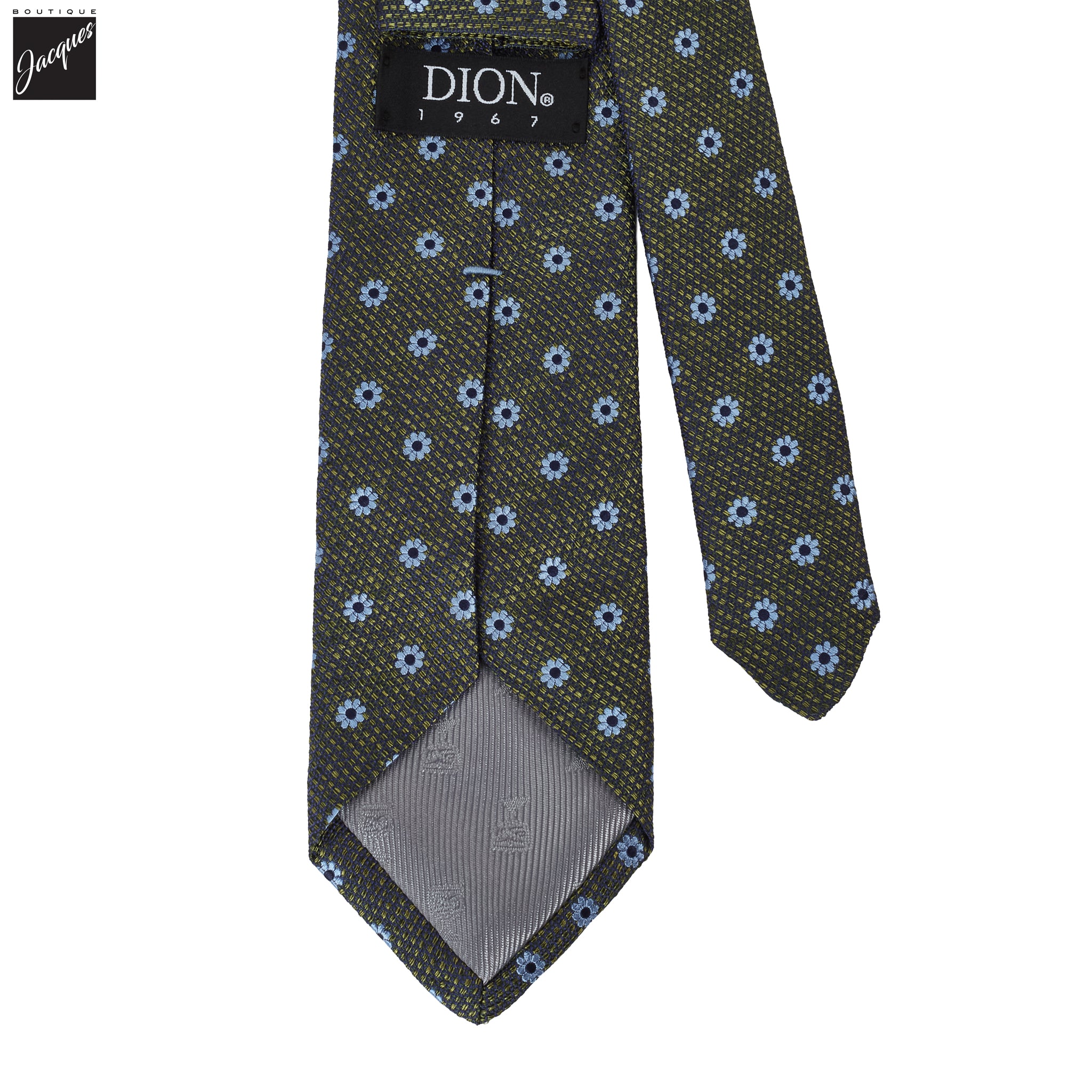 Chartreuse Green Floral Woven Silk Tie - DION
