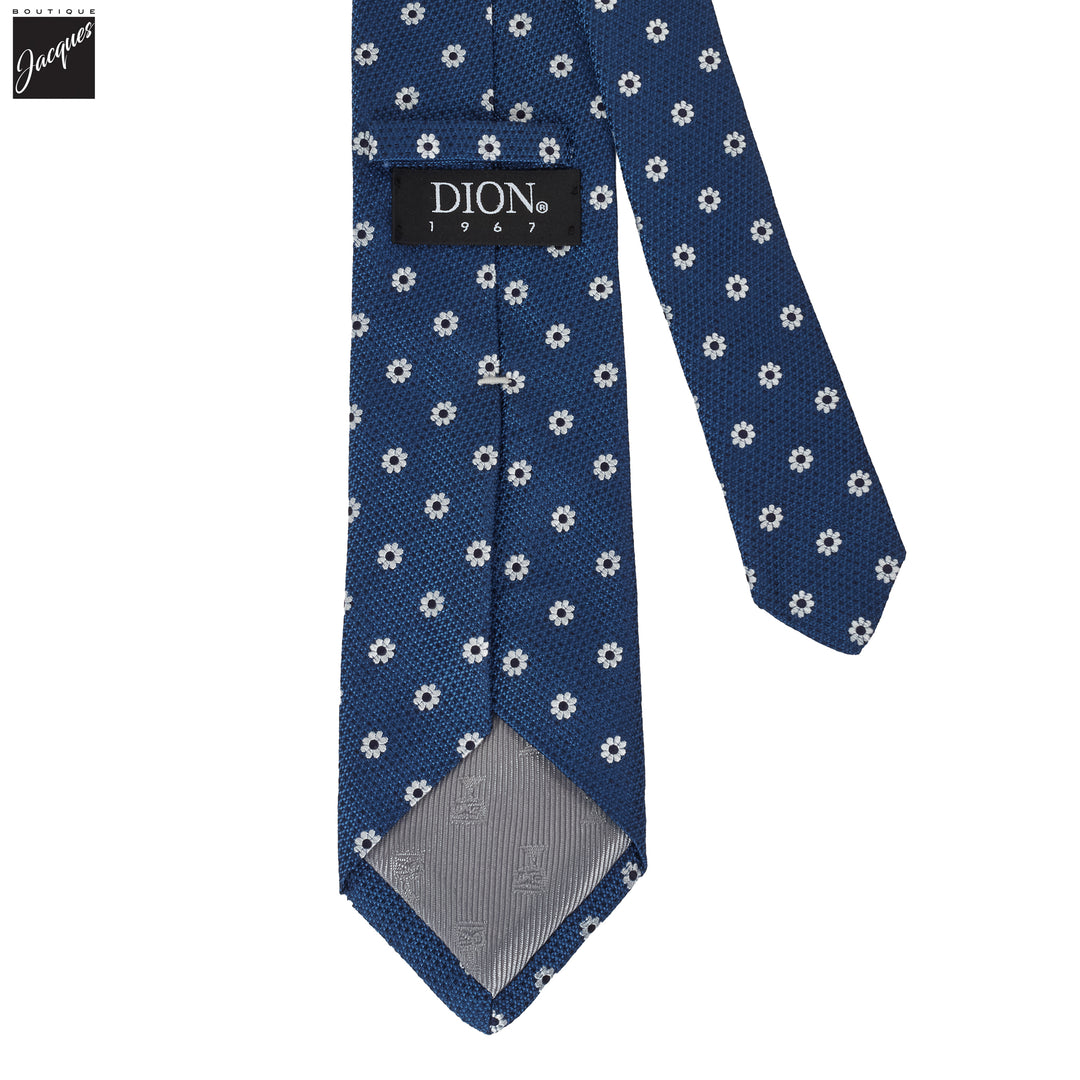 Blue Floral Woven Silk Tie - DION