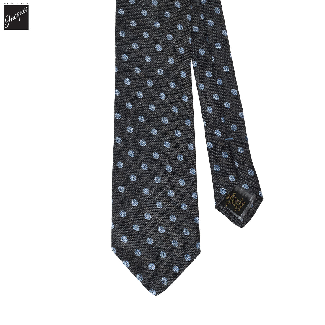 Gray Polka Dot Woven Silk-Cotton Tie - DION