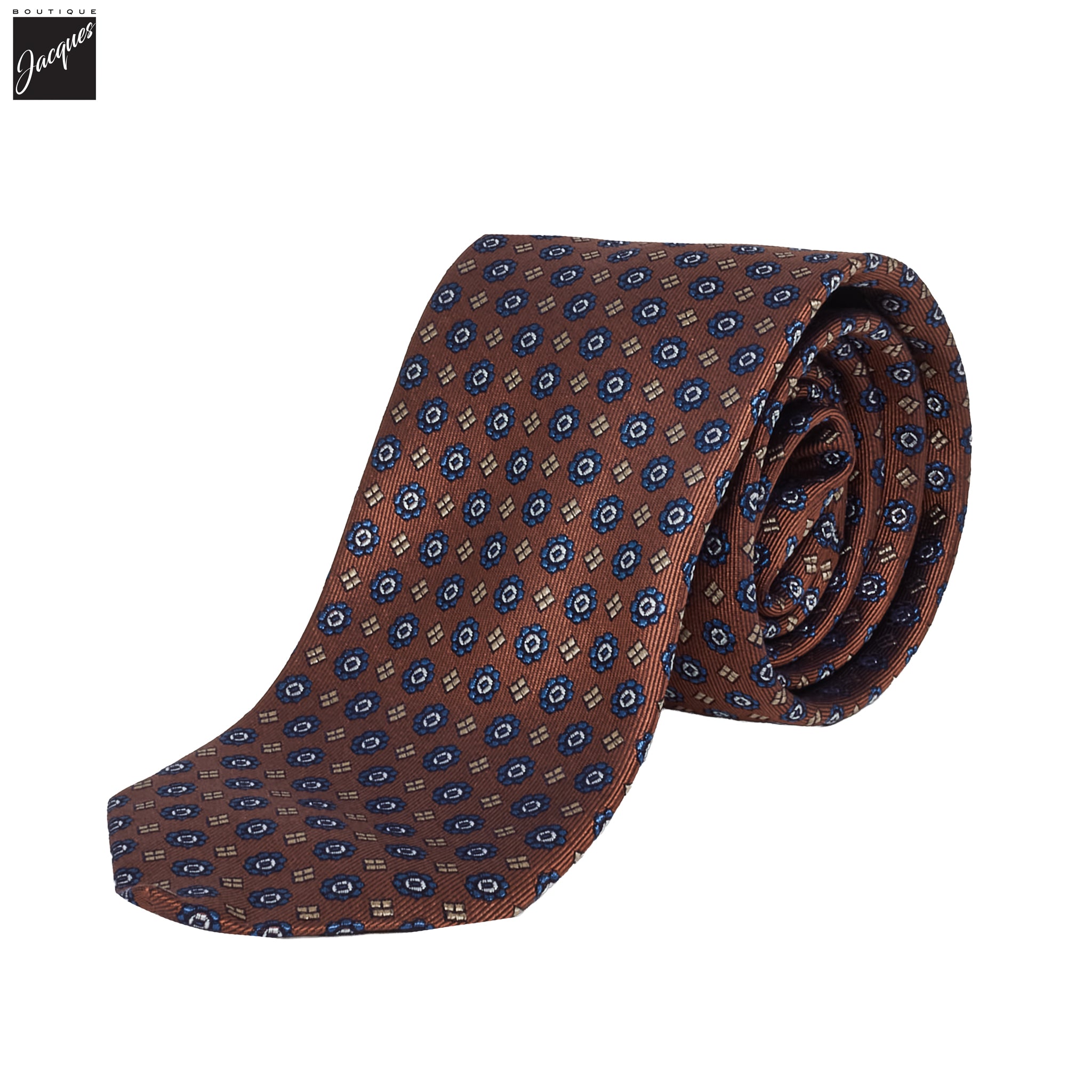 Rust Medallion Woven Silk Tie - DION
